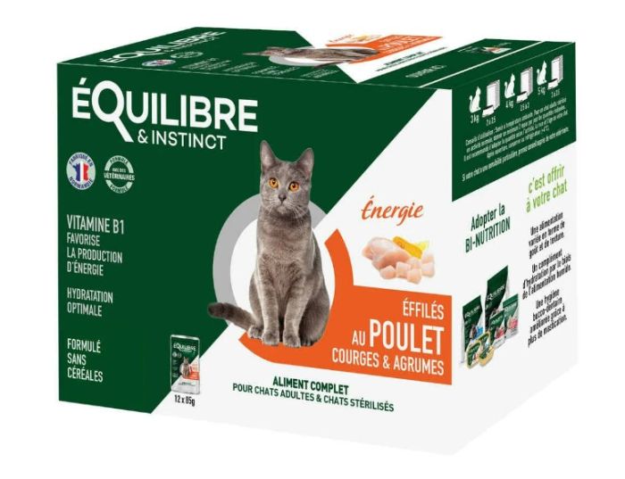 ÉQUILIBRE & INSTINCT Effilés poulet pour chat