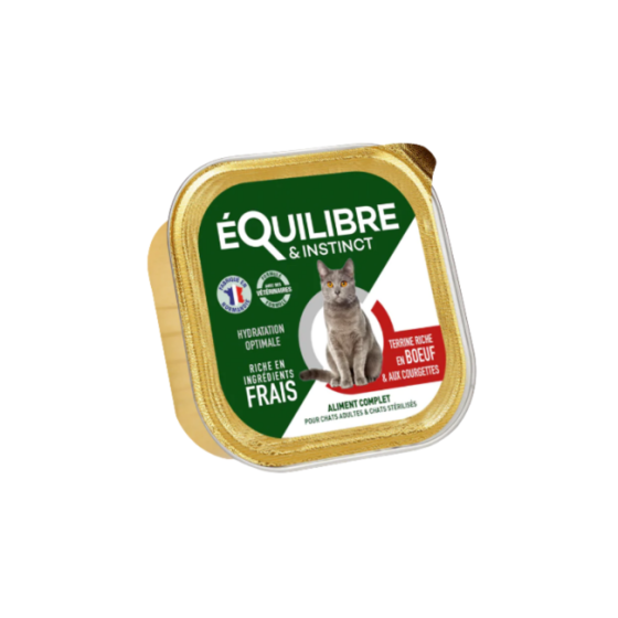 EQUILIBRE & INSTINCT  Terrine pour chat stérilisé au boeuf