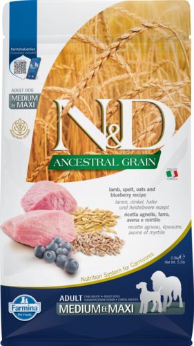 Farmina N&D Croquettes Ancestral agneau et myrtille pour chien adulte medium/maxi
