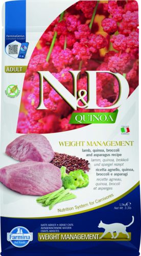 Farmina N&D Croquettes quinoa weight management agneau et brocoli pour chat 1,5 kg
