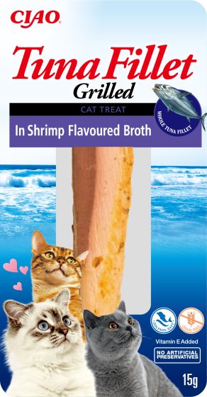 INABA Filet de Thon grillé et bouillon crevette pour chat