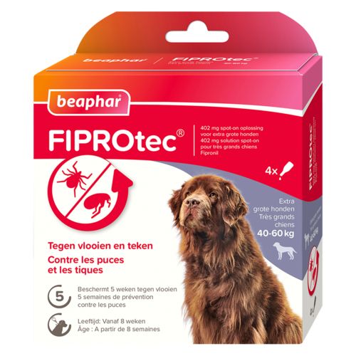FIPROTEC Solution spot-on pour chien 40 à 60 kg contre puces et tiques BEAPHAR 4 x 4,02 ml