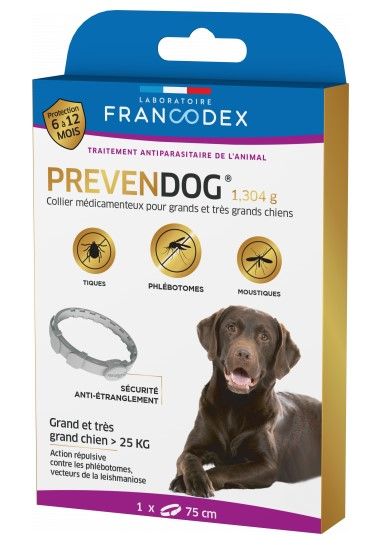 FRANCODEX Collier antiparasitaire PREVENDOG pour grand chien
