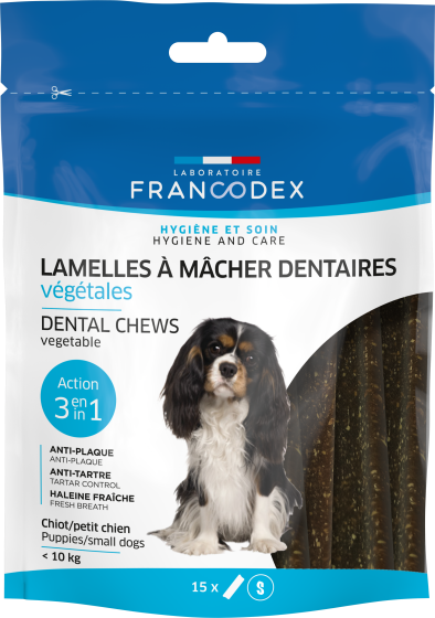 Lamelles à mâcher anti-tartre pour chiots et petits chiens FRANCODEX