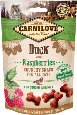 CARNILOVE FRESH Friandises Crunchy Snack Canard et Framboises pour chat