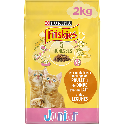 FRISKIES Croquette chaton Chat Junior au lait poulet et légumes