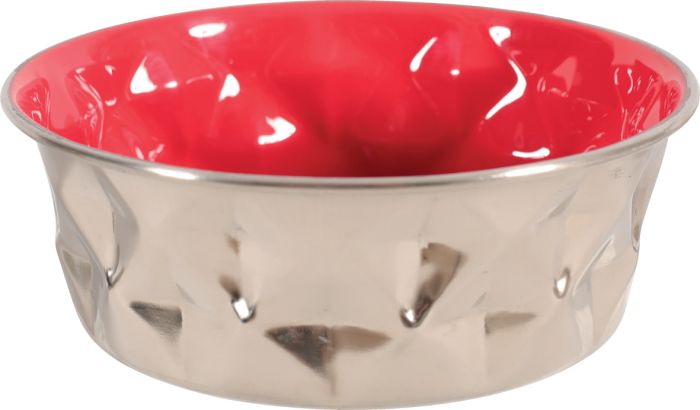 Gamelle inox Diamonds anti-déparante rouge ZOLUX