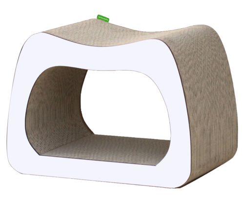 Griffoir design Kaverno blanc pour chat WOUAPY 38x28x25 cm