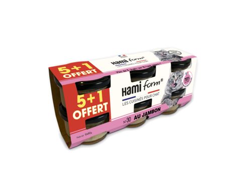 HAMI FORM Pack de 6 pâtées recette n°30 au jambon pour chat