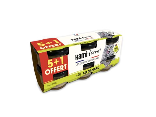 HAMI FORM Pack de 6 pâtées recette n°08 au canard pour chat