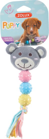 Jouet peluche puppy hochet gris pour chiot ZOLUX