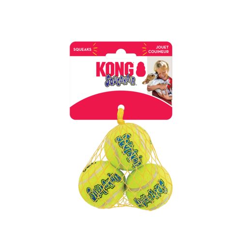 KONG SqueakAir Balls SM Balles de tennis pour chiens avec couineur 3 balles