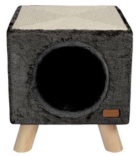 Maisonnette Piloti avec griffoir Anthracite pour chat WOUAPY 30x30x35 cm