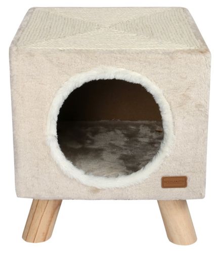 Maisonnette Piloti avec griffoir Ecru pour chat WOUAPY 30x30x35 cm