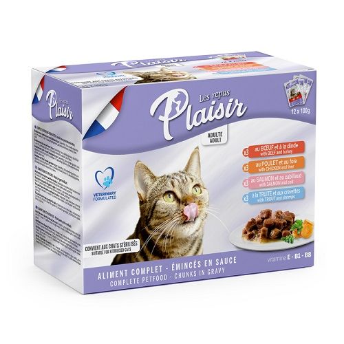 PLAISIR Pack d'émincés en sauce pour chat
