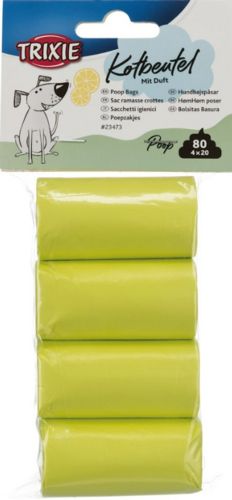 Sacs ramasse crottes parfum citron pour chien 4 rouleaux de 20 sacs TRIXIE