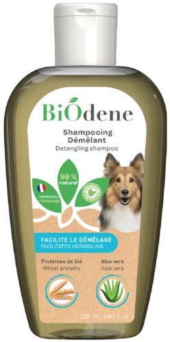 Shampoing démêlant bio pour chien BIODENE 250 ml