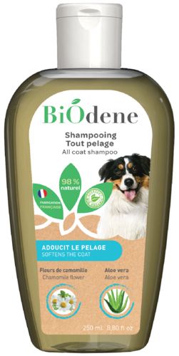 Shampoing tout pelage bio pour chien BIODENE 250 ml