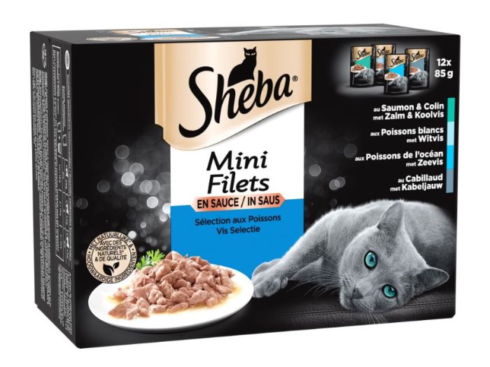 SHEBA  Mini filets en sauce pour chat aux poissons