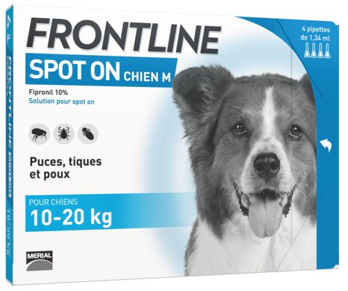 Pipettes antiparasitaire chien de 10 à 20 FRONTLINE SPOT-ON