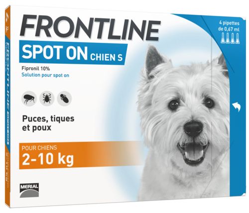 Pipettes anti-puces, tiques et poux SPOT-ON CHIEN -10 kg FRONTLINE