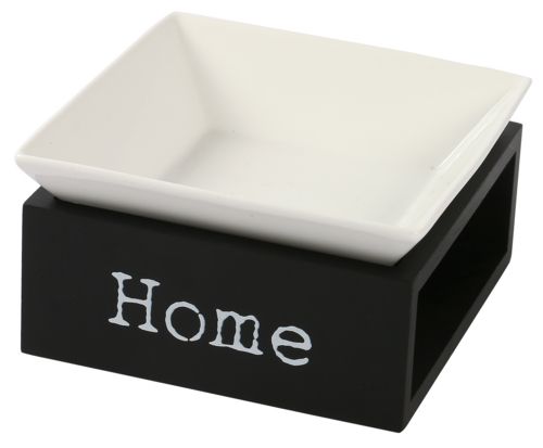 Support bol simple en bois noir pour chien WOUAPY 20,5x10 cm