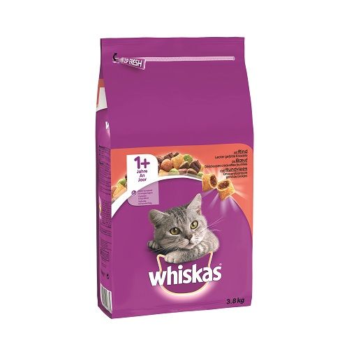 WHISKAS Croquettes chat fourrées saveur Bœuf et légumes