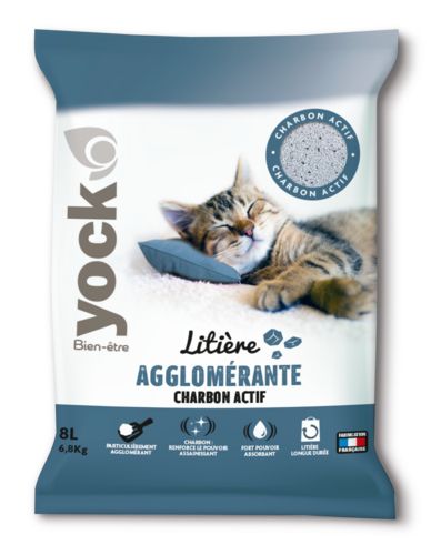 YOCK Bien-être Litière Minérale Agglomérante charbon actif 8L pour chat