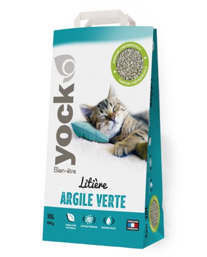 YOCK Bien-être Litière minérale absorbante à l'argile verte parfumée 10L