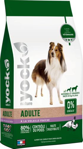 YOCK NATURE Croquettes chien sans céréales moyennes et grandes races à la volaille