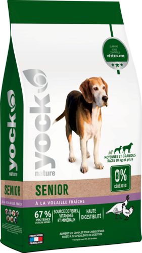 YOCK NATURE Croquettes sans céréales chien senior moyenne et grande race 12 kg