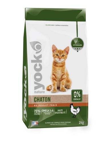 YOCK NATURE Croquettes sans céréales Chaton au poulet frais