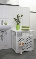Meuble blanc cache-litière ou de couchage Helena pour chat KERBL