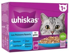 WHISKAS Sachets fraîcheur Poissons favoris en gelée pour chat adulte 