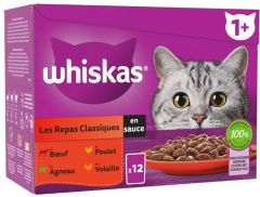 WHISKAS Sachets fraîcheur Repas Classiques en sauce pour chat adulte