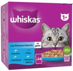WHISKAS Sachets fraîcheur Poissons favoris en gelée pour chat adulte