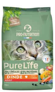 PRO-NUTRITION Croquettes sans céréales à la dinde chat Flatazor PURE LIFE