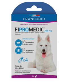  Solution pour spot-on chien de + 20 Kg Fipromedic 268 Mg FRANCODEX