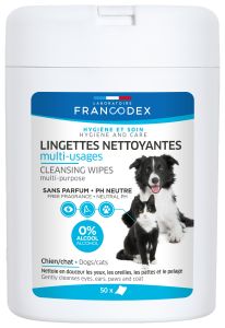 Lingettes nettoyantes multi-usages pour chiens et chats FRANCODEX