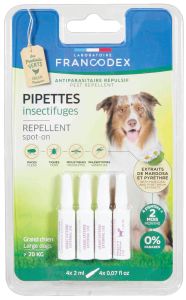 Pipettes antiparasites répulsives pour chien de + 20 kilos FRANCODEX