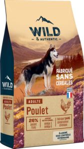 WILD & AUTHENTIC Croquettes Chien sans céréales au poulet