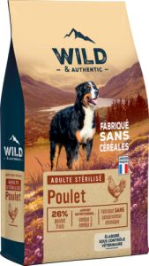 WILD & AUTHENTIC Croquettes Chien stérilisé sans céréales au poulet