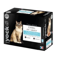 YOCK NUTRITION Effilés en sauce poulet et saumon pour chat