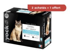 YOCK NUTRITION Effilés en sauce poulet et saumon pour chat