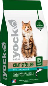 YOCK NATURE Croquettes sans céréales pour Chat stérilisé au saumon frais 3 kg