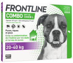 Pipettes anti-puces et anti-tiques chien de 20 à 40 kg FRONTLINE COMBO