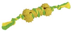 Os et sa corde en caoutchouc et coton vert / jaune 30 cm KERBL