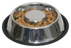 Gamelle en inox anti-glouton et antidérapante pour chien KERBL