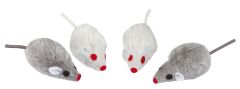Lot de 4 petites souris blanches et grises avec CatNip pour chat KERBL