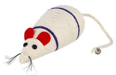 Souris XL en corde sisal avec grelot et bruitage pour chat KERBL